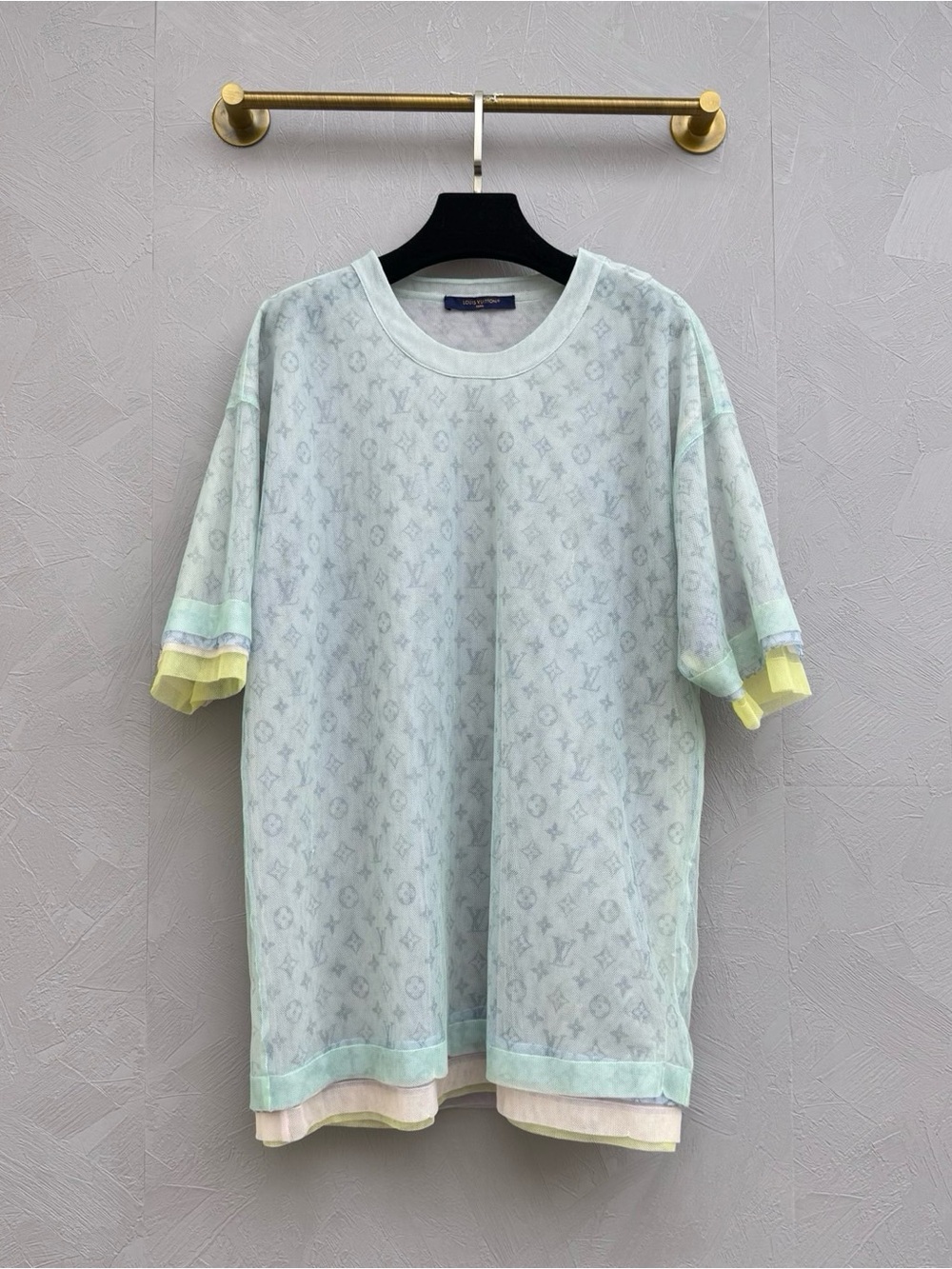 🚩steal Louis Vuitton Pale Mint Monogram Short Sleeve Tee with Pastel Trim